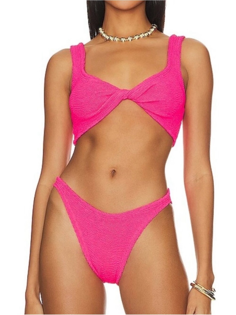 Hunza G Juno twist bikini neon pink